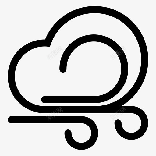 多云有强风天气图标设置svg_新图网 https://ixintu.com 图标 多云 天气 天气图 强风 设置