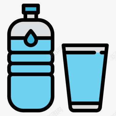水瓶饮料49线性颜色图标图标