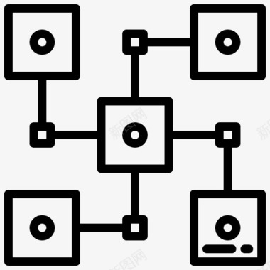 分布式区块链50线性图标图标