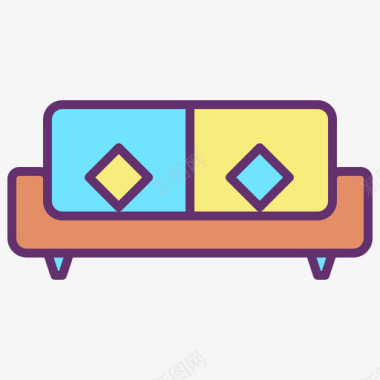 沙发床家具装饰4线性颜色图标图标