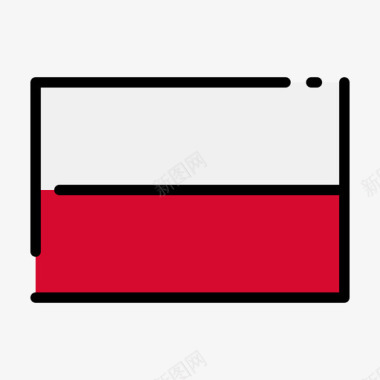波兰国旗1线颜色图标图标