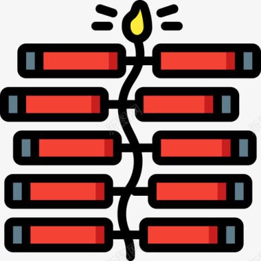 爆竹印度46线型颜色图标图标