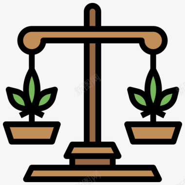 合法的大麻9线性颜色图标图标