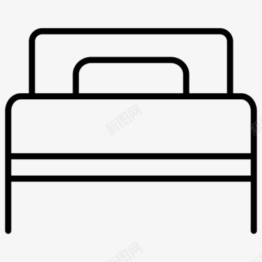 单人床家具装饰1轮廓图标图标