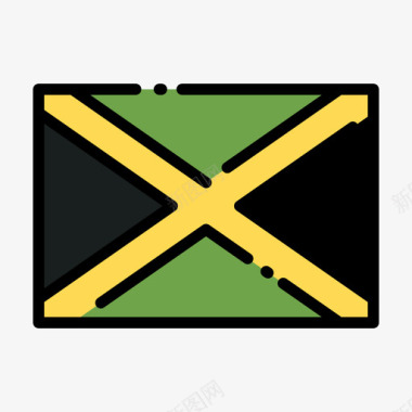 牙买加国旗1线颜色图标图标