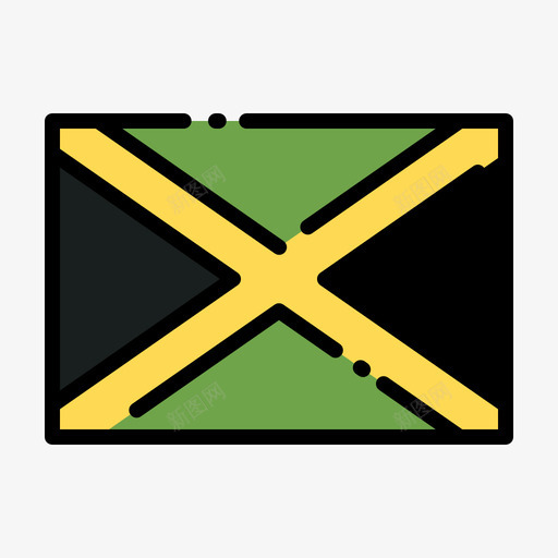 牙买加国旗1线颜色图标svg_新图网 https://ixintu.com 国旗 牙买加 颜色