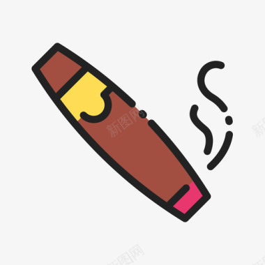 雪茄西式11线性颜色图标图标
