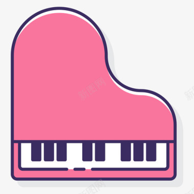 钢琴教育娱乐线性色彩图标图标