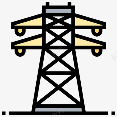电力塔城市60线性颜色图标图标