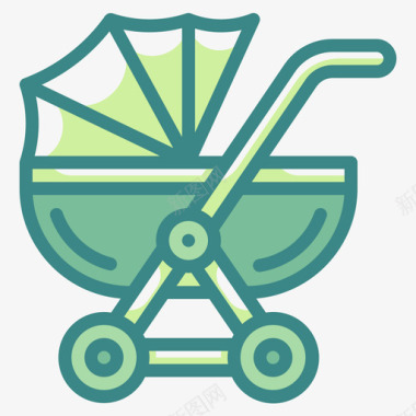 婴儿车母亲节27双色调图标图标