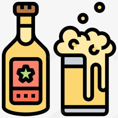 啤酒烧烤和烧烤派对3原色图标图标