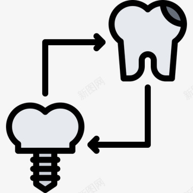 植入物牙医56彩色图标图标
