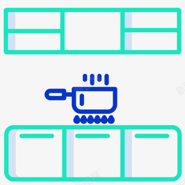 厨房家具装饰3轮廓颜色图标图标