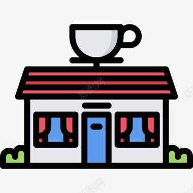 咖啡厅47号咖啡厅彩色图标图标