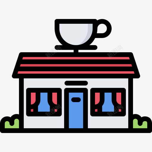 咖啡厅47号咖啡厅彩色图标svg_新图网 https://ixintu.com 47号 咖啡厅 彩色