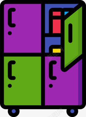 储物柜办公家具2线性颜色图标图标