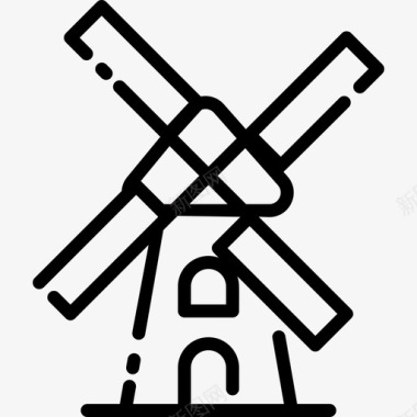 Kinderdijk风车landmark28直线型图标图标