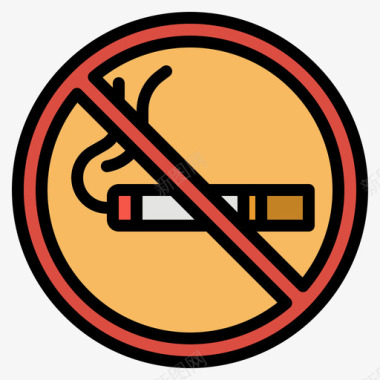 禁止吸烟111号博物馆线性颜色图标图标