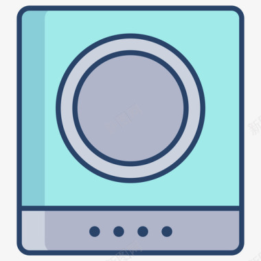 洗衣机厨房133线性颜色图标图标