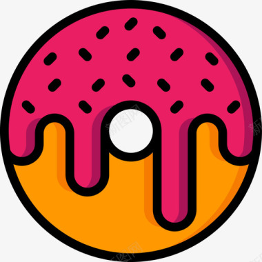 甜甜圈面包店130线性颜色图标图标