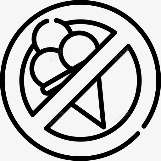没有冰淇淋信号和禁令4直线图标svg_新图网 https://ixintu.com 信号 冰淇淋 没有 直线 禁令