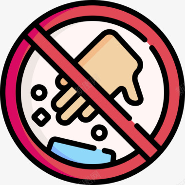禁止乱扔垃圾游泳池规则7线性颜色图标图标