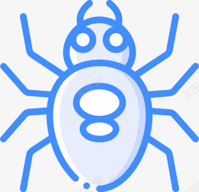 蜘蛛昆虫和昆虫蓝色图标图标