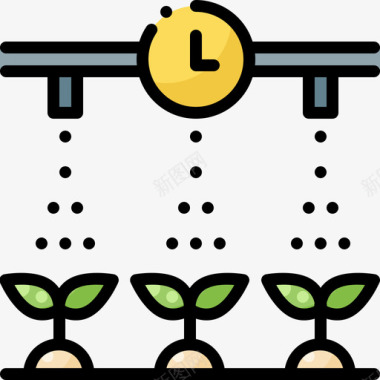 浇灌植物智能农场75线性颜色图标图标