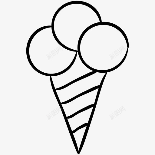 冰淇淋筒食物2个手绘图标svg_新图网 https://ixintu.com 2个 冰淇淋 图标 手绘 食物