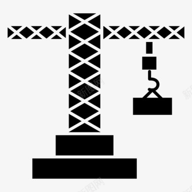 建筑起重机建筑字形实心图标图标