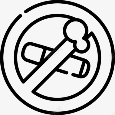 禁止吸烟信号和禁令4线性图标图标