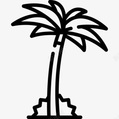棕榈树自然123线形图标图标