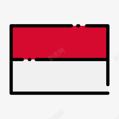印度尼西亚国旗1线形颜色图标图标