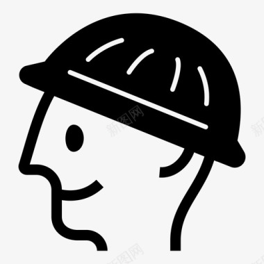 建筑工人承包商头盔图标图标