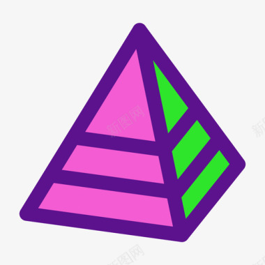 金字塔三维形状线性颜色图标图标