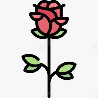 玫瑰自然121线形颜色图标图标