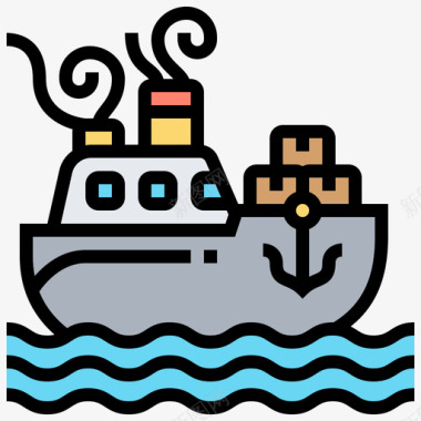 货船装运17线型颜色图标图标