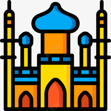 泰姬陵印度46线性颜色图标图标