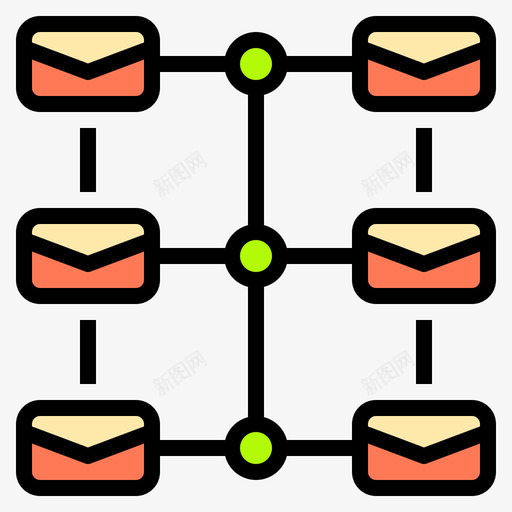 网络邮件72线颜色图标svg_新图网 https://ixintu.com 网络 邮件 颜色