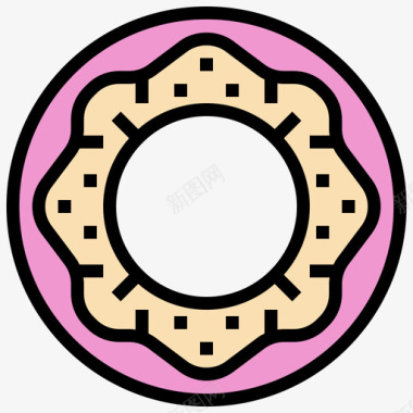 甜甜圈甜甜和糖果18线性颜色图标图标