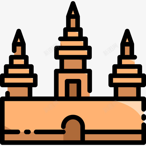 吴哥窟地标32线性颜色图标svg_新图网 https://ixintu.com 吴哥窟 地标 线性 颜色