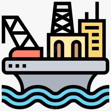 石油平台石油工业14线性颜色图标图标