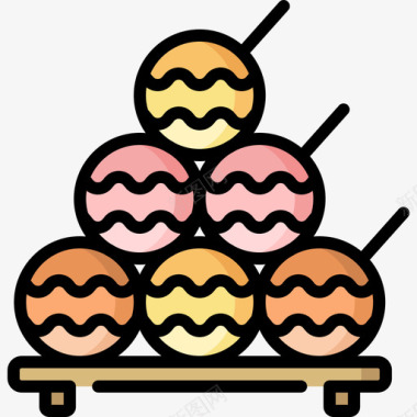 Takoyaki食品177线性颜色图标图标