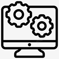 企业管理系统计算机设置自定义设置带齿轮的笔记本电脑图标高清图片