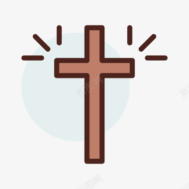 十字架基督教4线性颜色图标图标
