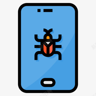 Bug智能手机技术8线性颜色图标图标