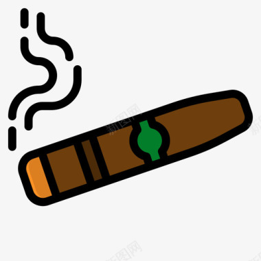 雪茄大麻10线性颜色图标图标