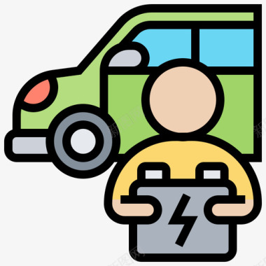 电池汽车保养3线颜色图标图标