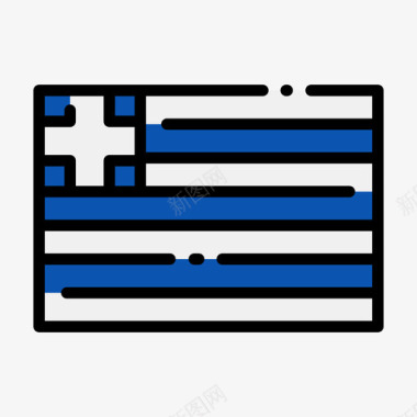 希腊国旗1线颜色图标图标