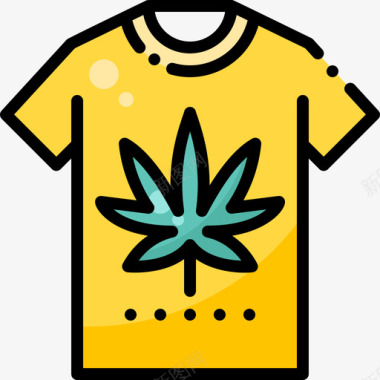 T恤大麻13线性颜色图标图标
